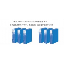 得力资料册5200A4文件夹插页袋透明资料夹档案100页